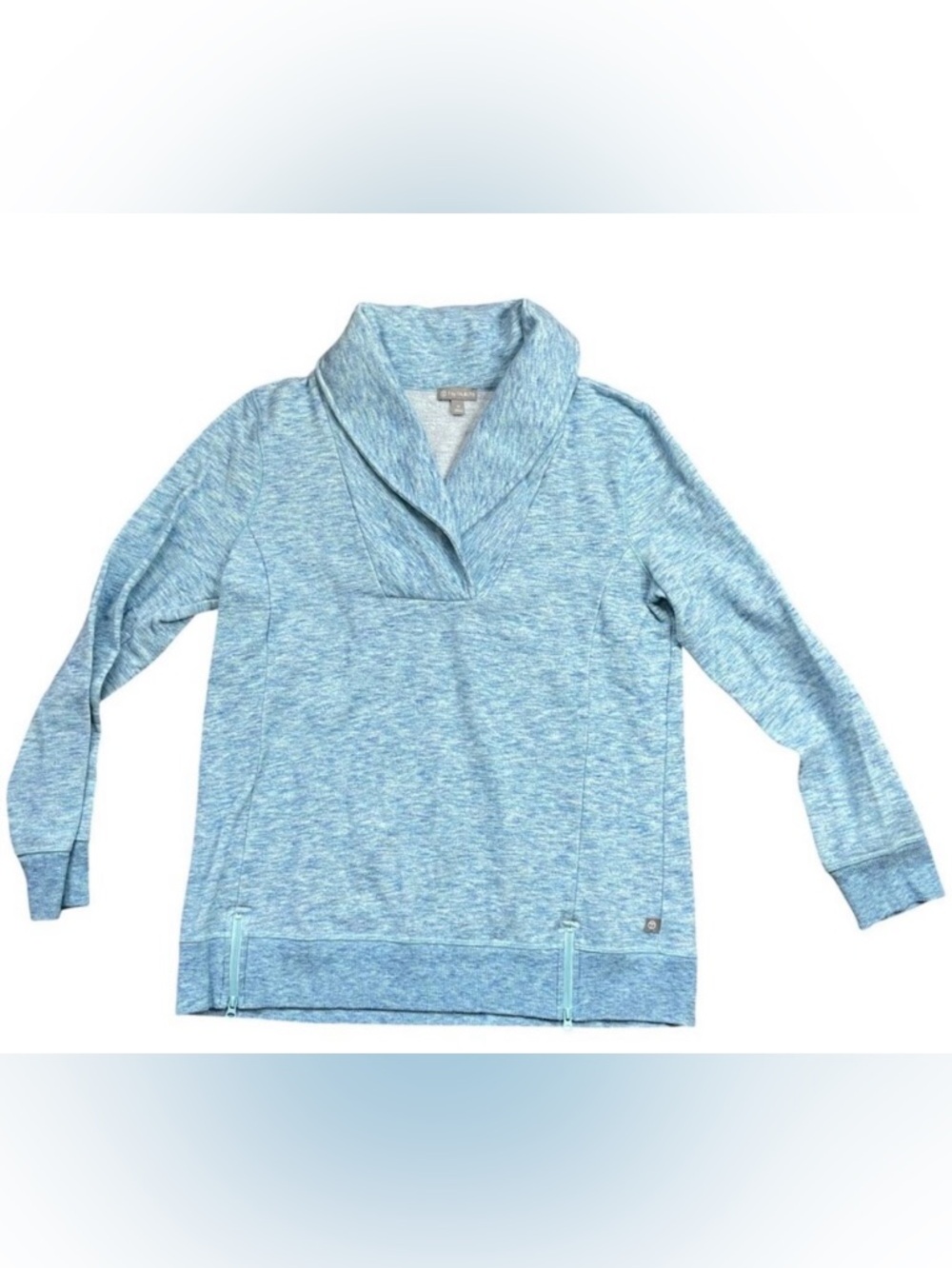 T By Talbots Knit Sweater Pullover Women's Size Medium Shawl Collar Blue Heather